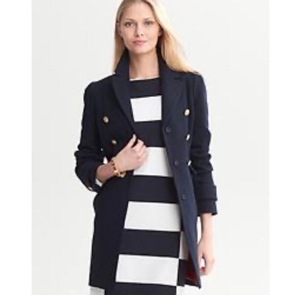 Banana Republic Rare Elena Gilbert Navy Double Breasted Lady Classic Peacoat XS - Picture 4 of 16